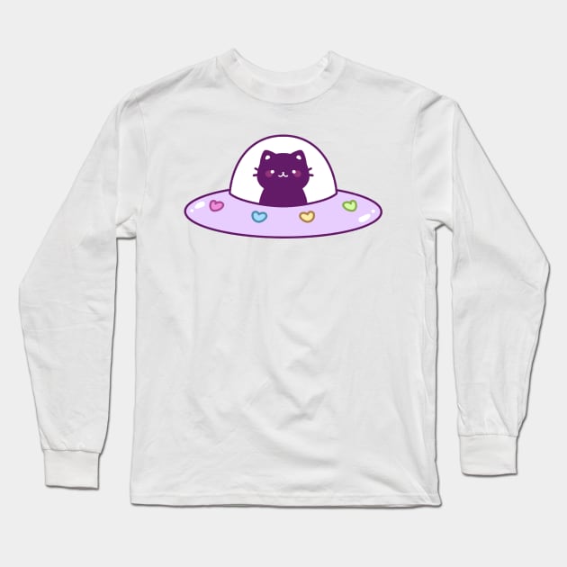 Kitty Spaceship Long Sleeve T-Shirt by Jellygeist